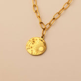 gold sun and moon paperclip chain necklace - non tarnish -waterproof