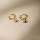 Evil Eye Cubic Zirconia Huggies