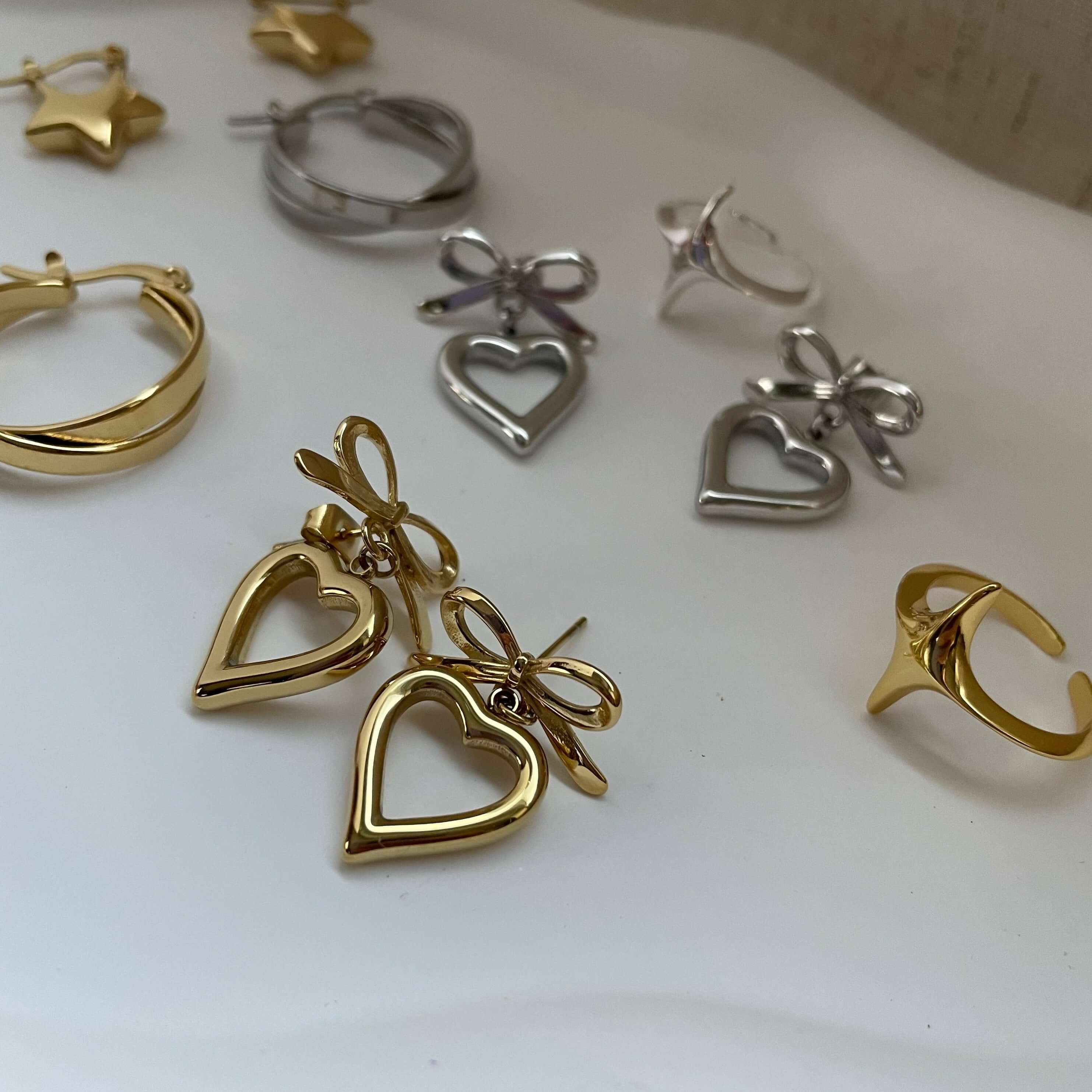 Heart Bow Earrings - Jerne by Jodie