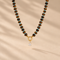 Cocoa Glow Beaded Charm Necklace