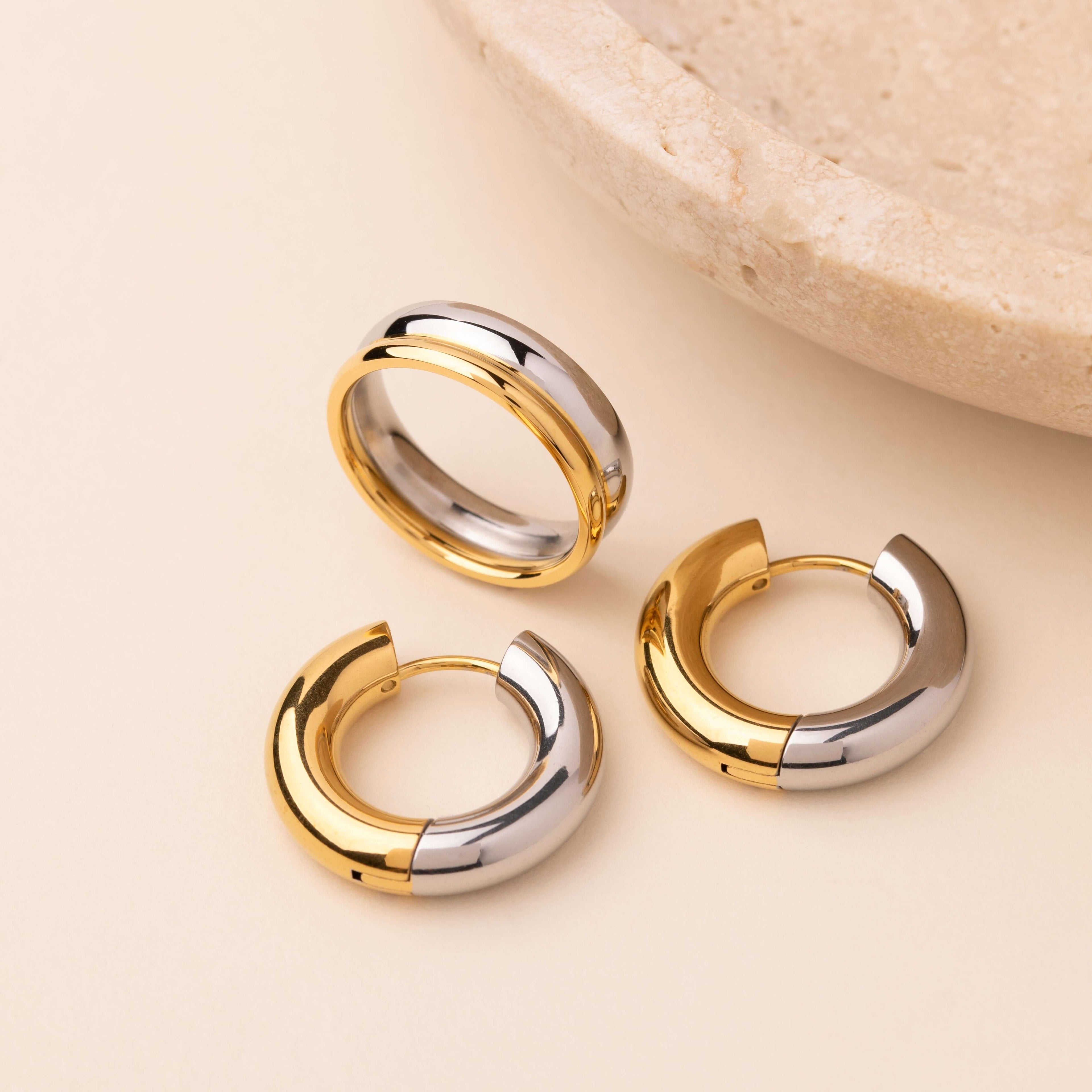 Two-Tone  Hoop Earrings