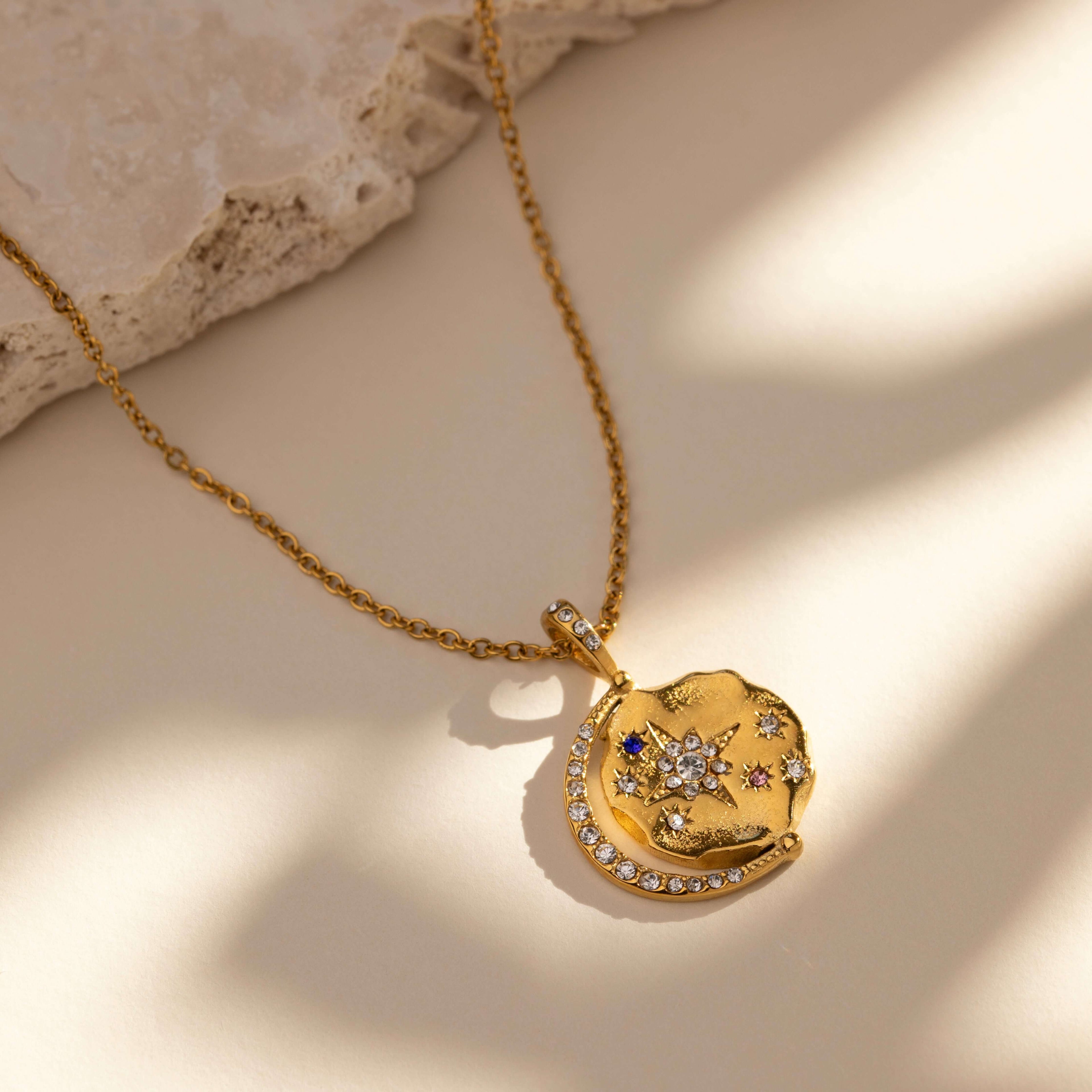 Multicoloured Star & Moon Necklace