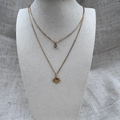 Double Necklace Star & Gemstone