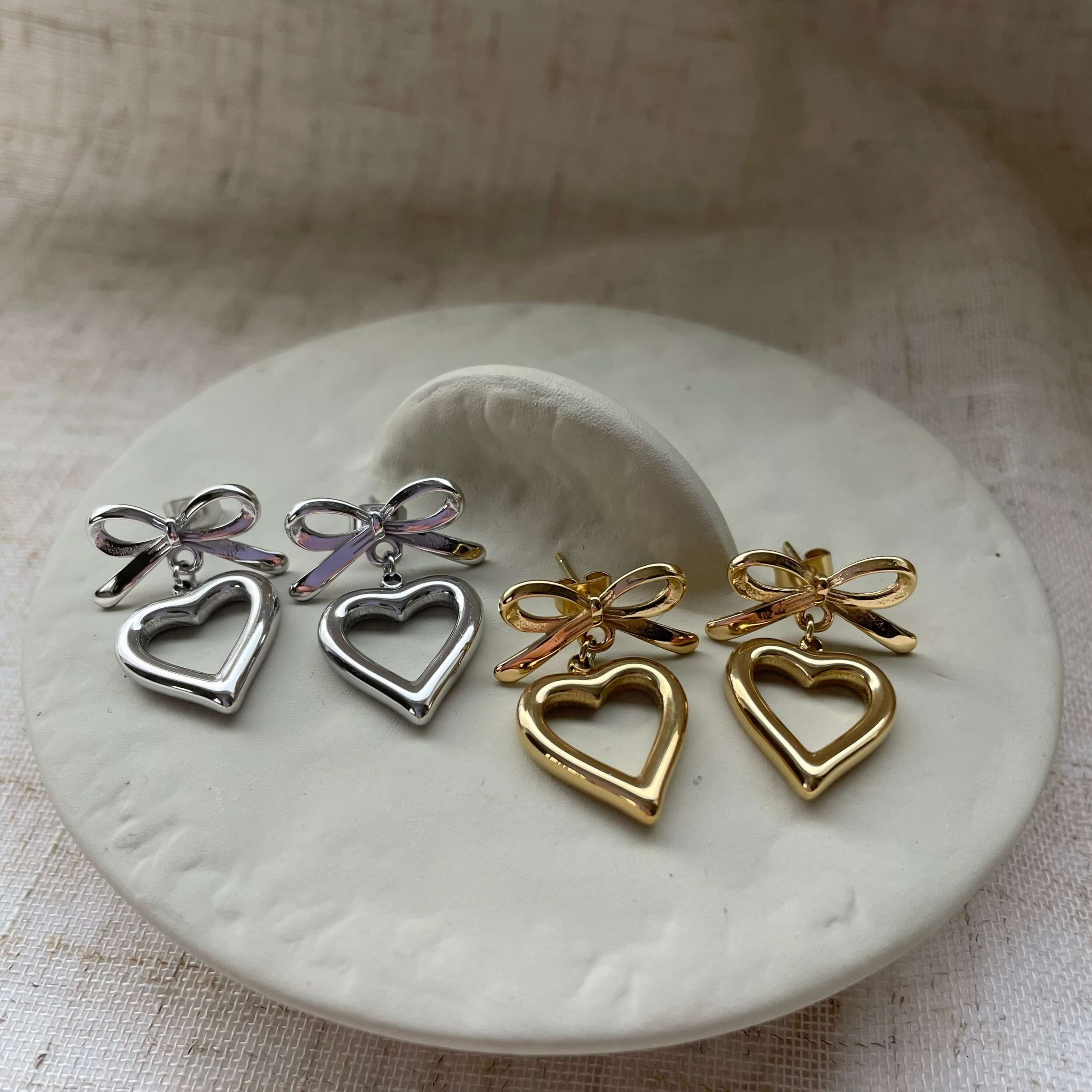 Heart Bow Earrings - Jerne by Jodie