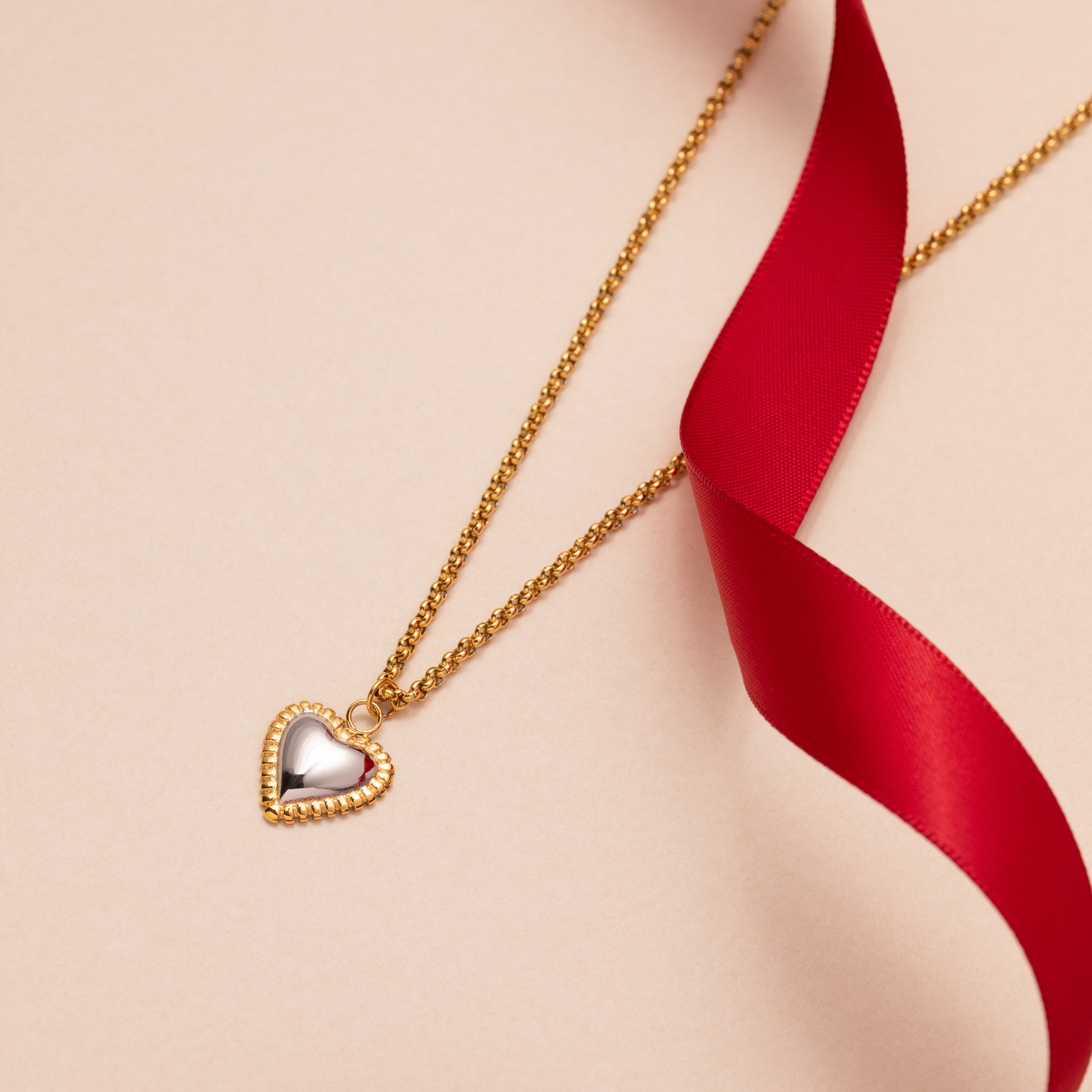 Two-Tone Heart Necklace