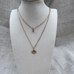 Double Necklace Star & Gemstone