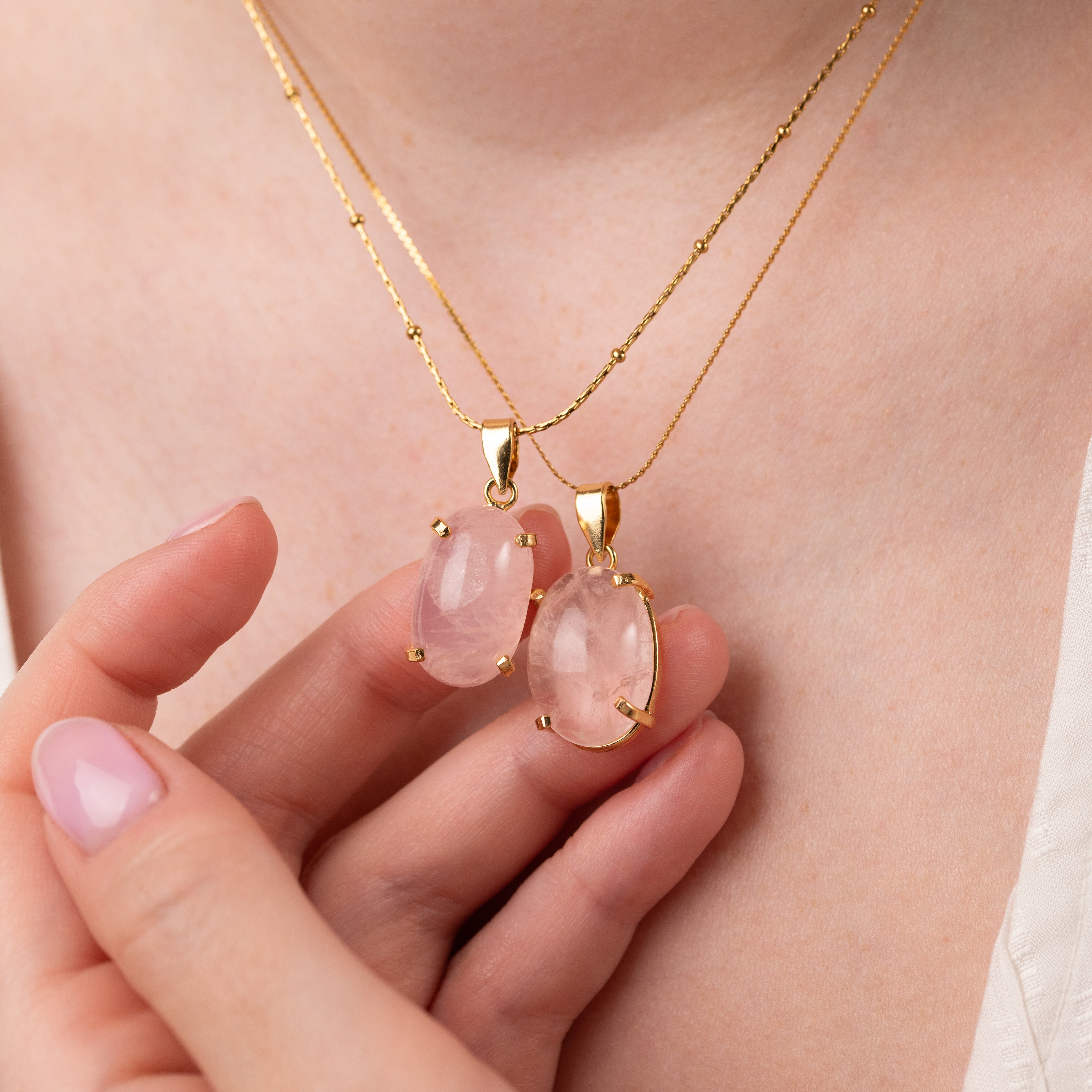 Oval Rose Quartz Pendant