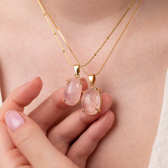 Oval Rose Quartz Pendant