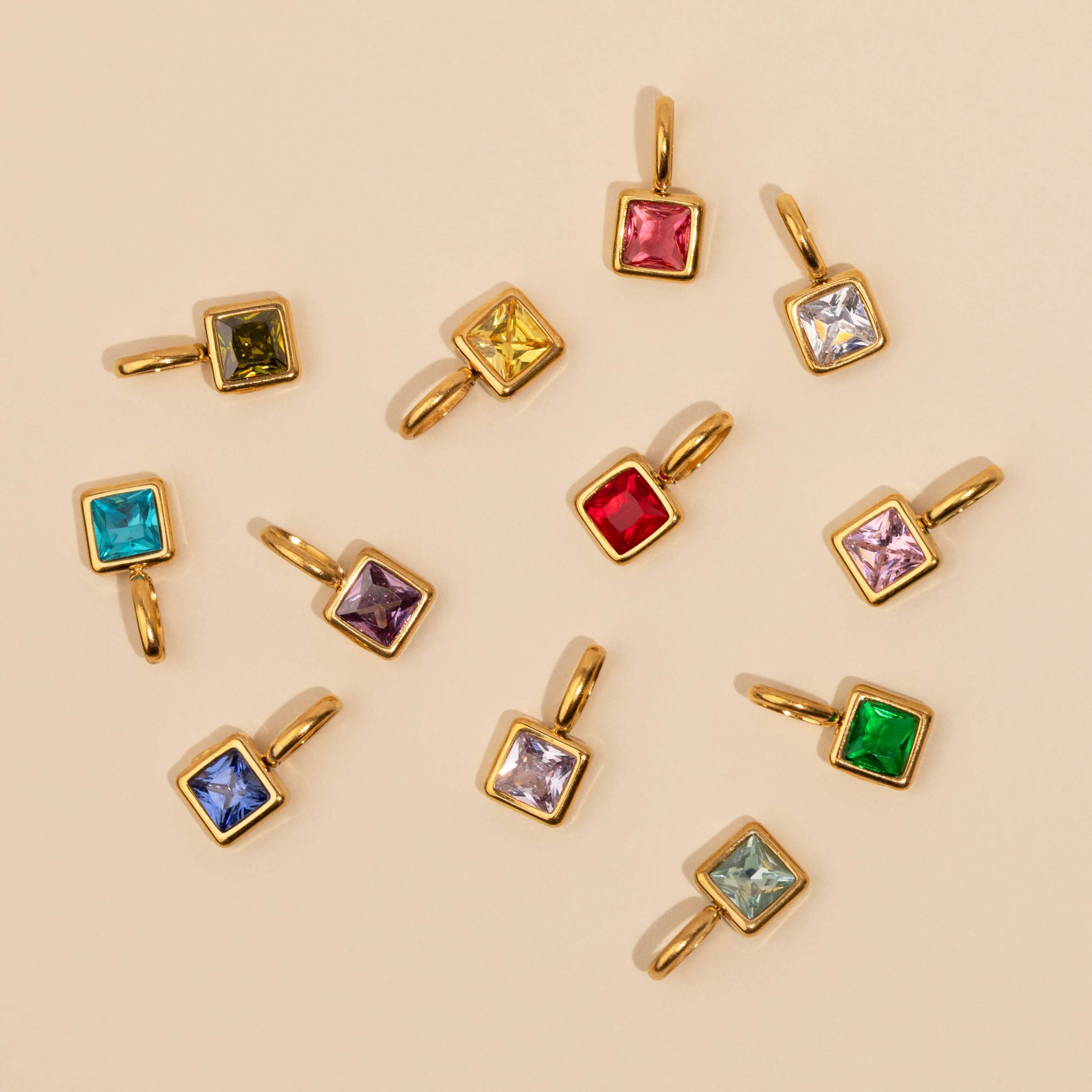 Gold birthstone charms - birth month charms