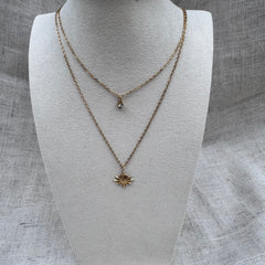 Double Necklace Star & Gemstone