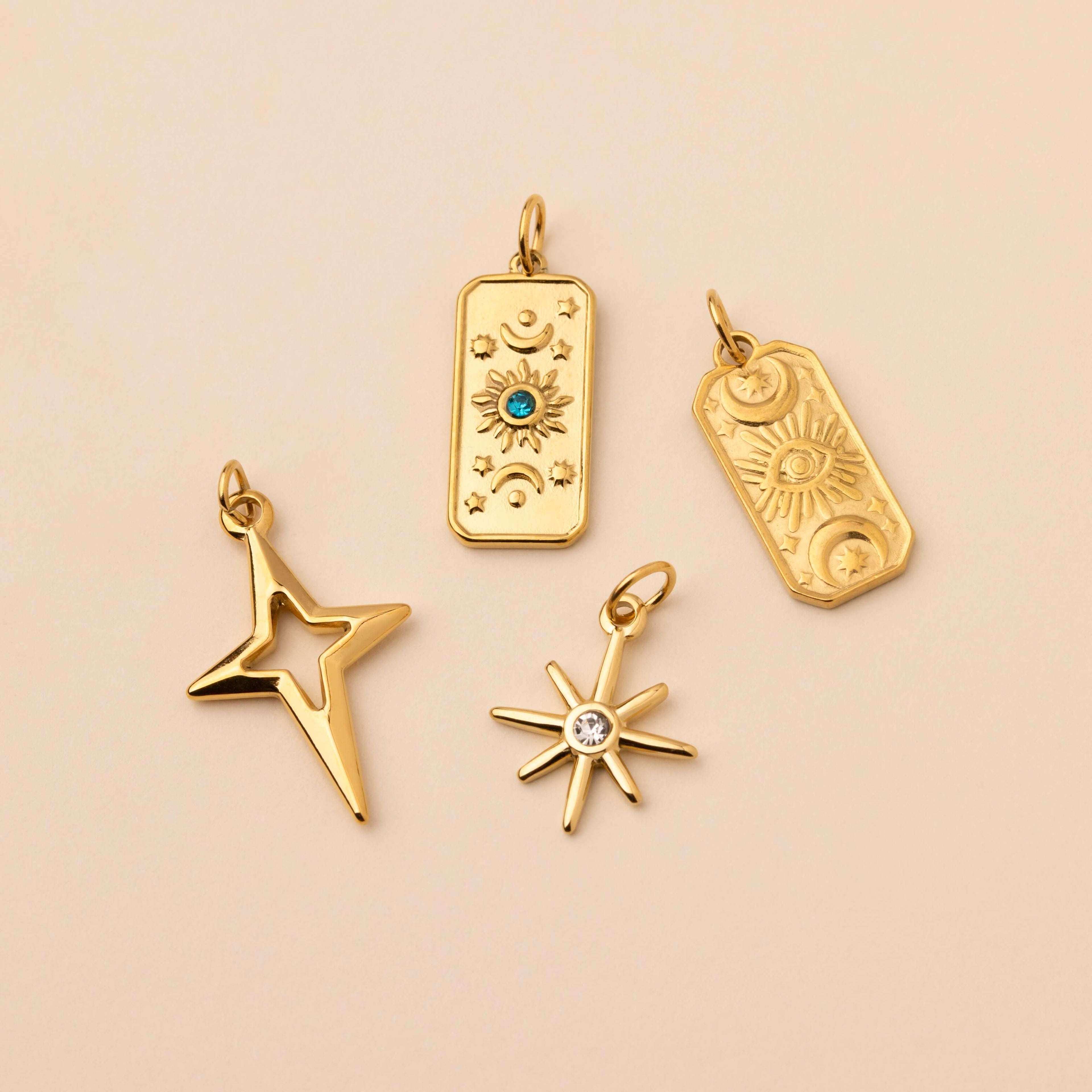 Sun and Moon Blue Stone Necklace Charm