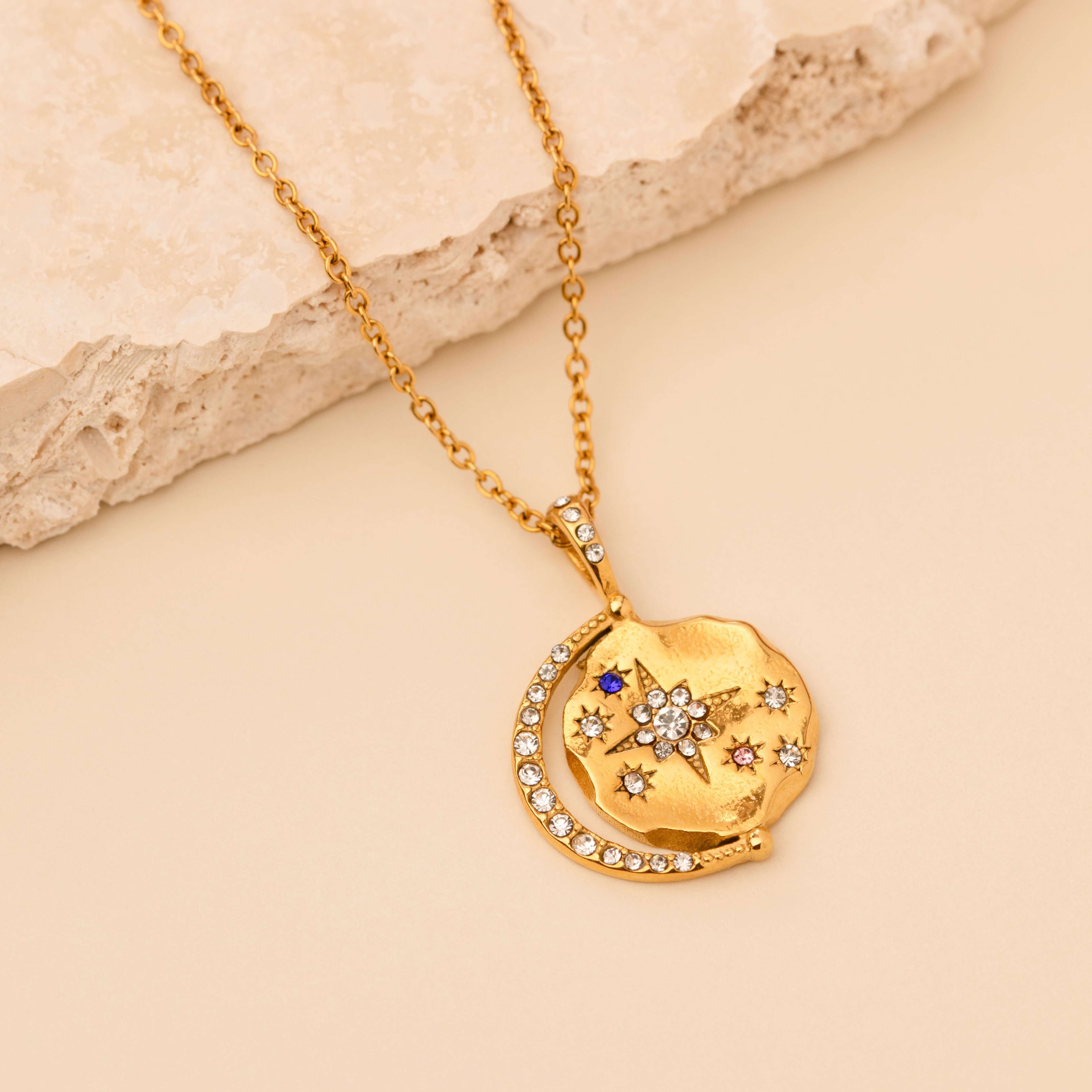 Multicoloured Star & Moon Necklace