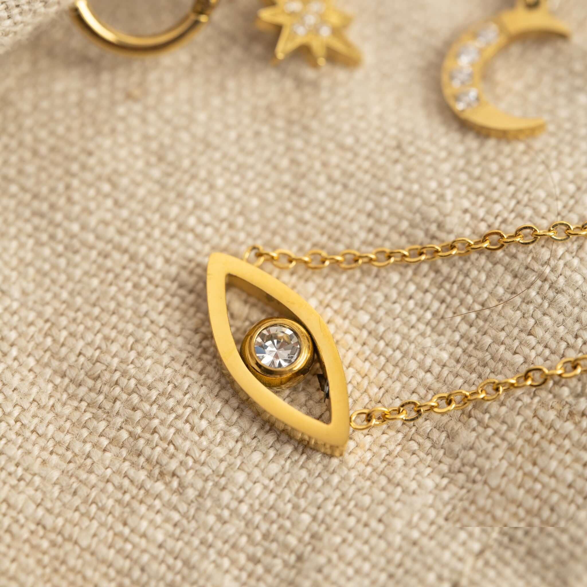 Cubic Zirconia Evil Eye Pendant - Jerne by Jodie