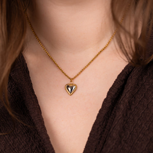 Two-Tone Heart Necklace