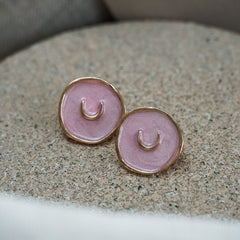 Pink Moon Enamel Earrings
