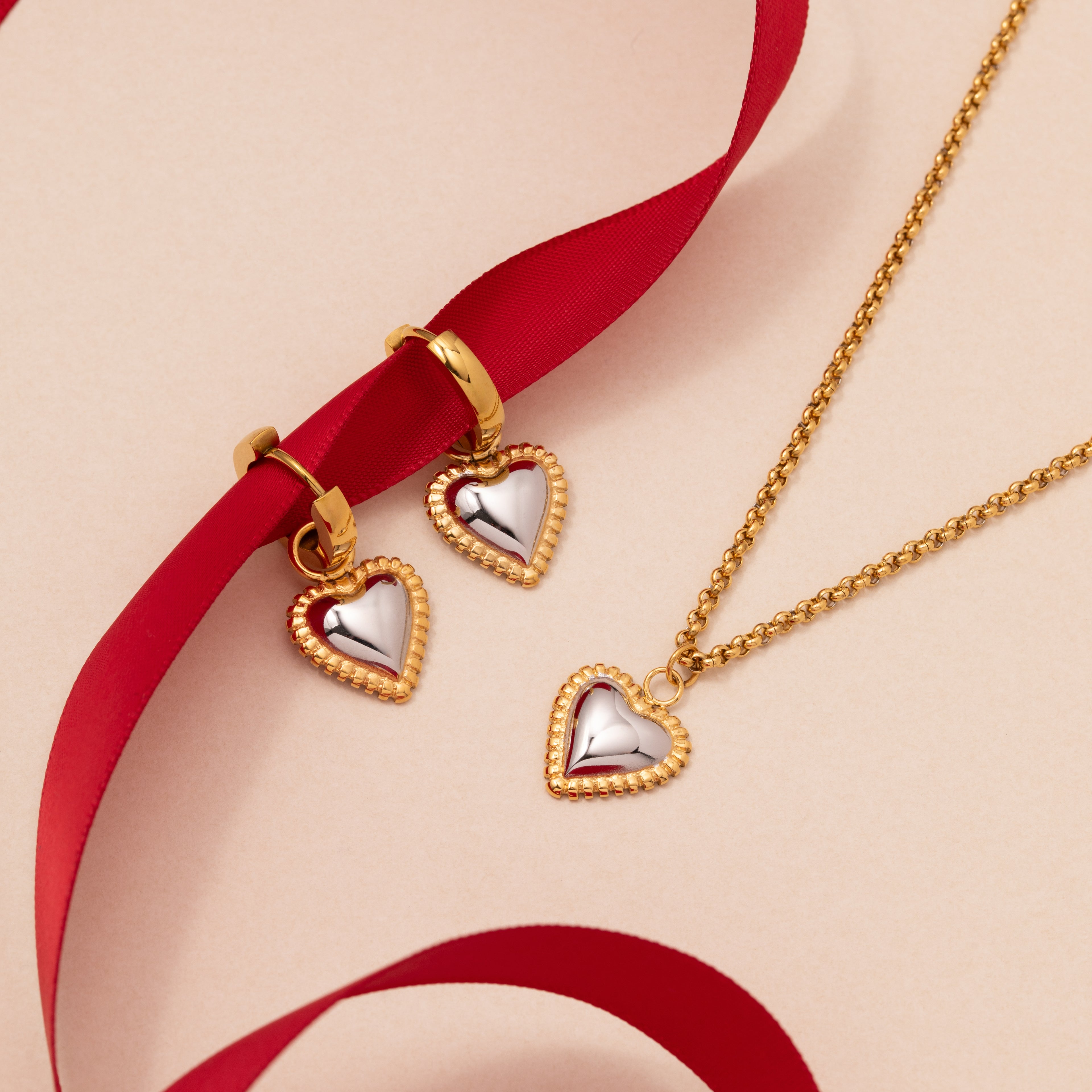Two-Tone Heart Necklace