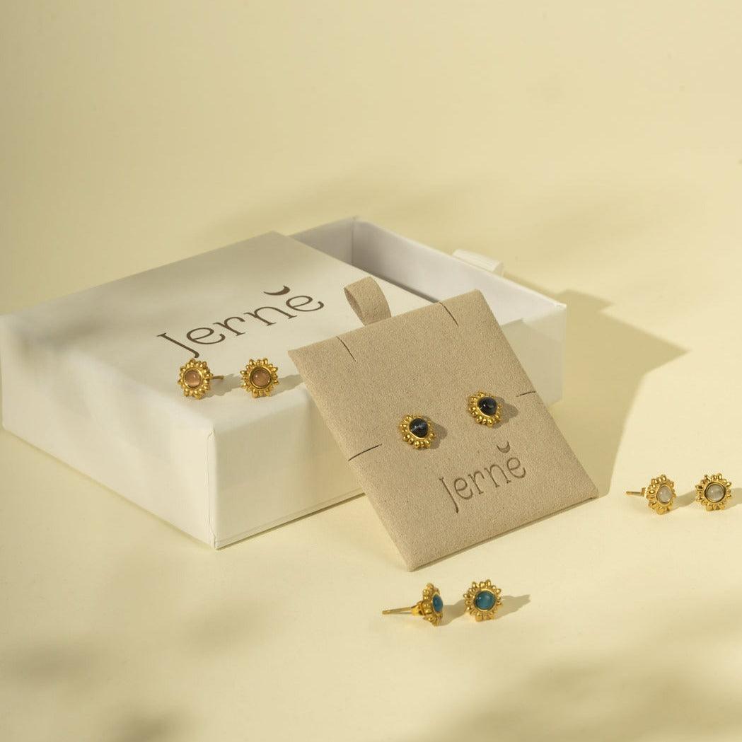 Natural Stone Sun Earrings - Jerne by Jodie