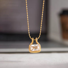 X Large Rectangle Stone Necklace