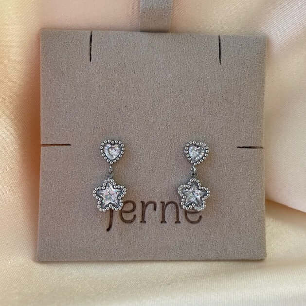 Heart and Star Drop Earrings - Jerne by Jodie