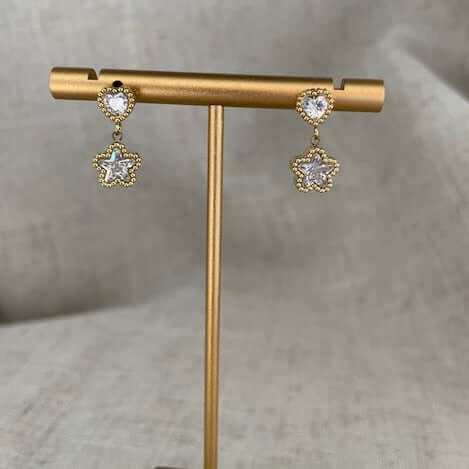 Heart and Star Drop Earrings - Jerne by Jodie