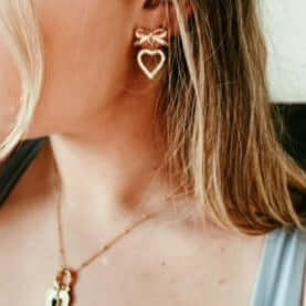 Heart Bow Earrings - Jerne by Jodie