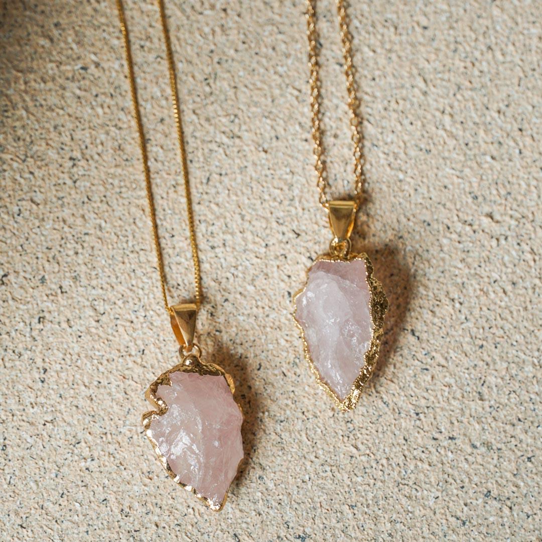 Raw Rose Quartz Pendant - Jerne by Jodie