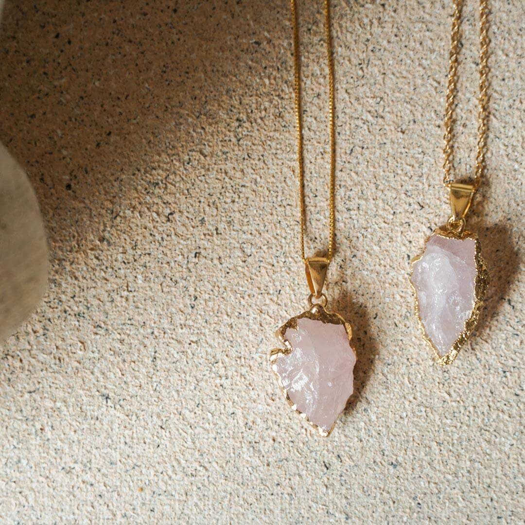 Raw Rose Quartz Pendant - Jerne by Jodie