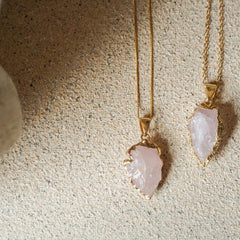 Raw Rose Quartz Pendant - Jerne by Jodie