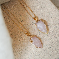 Raw Rose Quartz Pendant - Jerne by Jodie