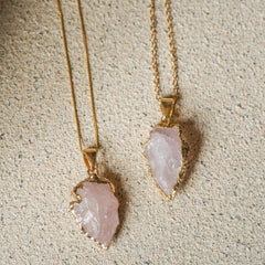 Raw Rose Quartz Pendant - Jerne by Jodie