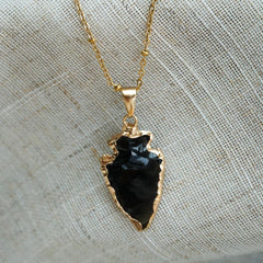 Raw Black Obsidian Pendant - Jerne by Jodie