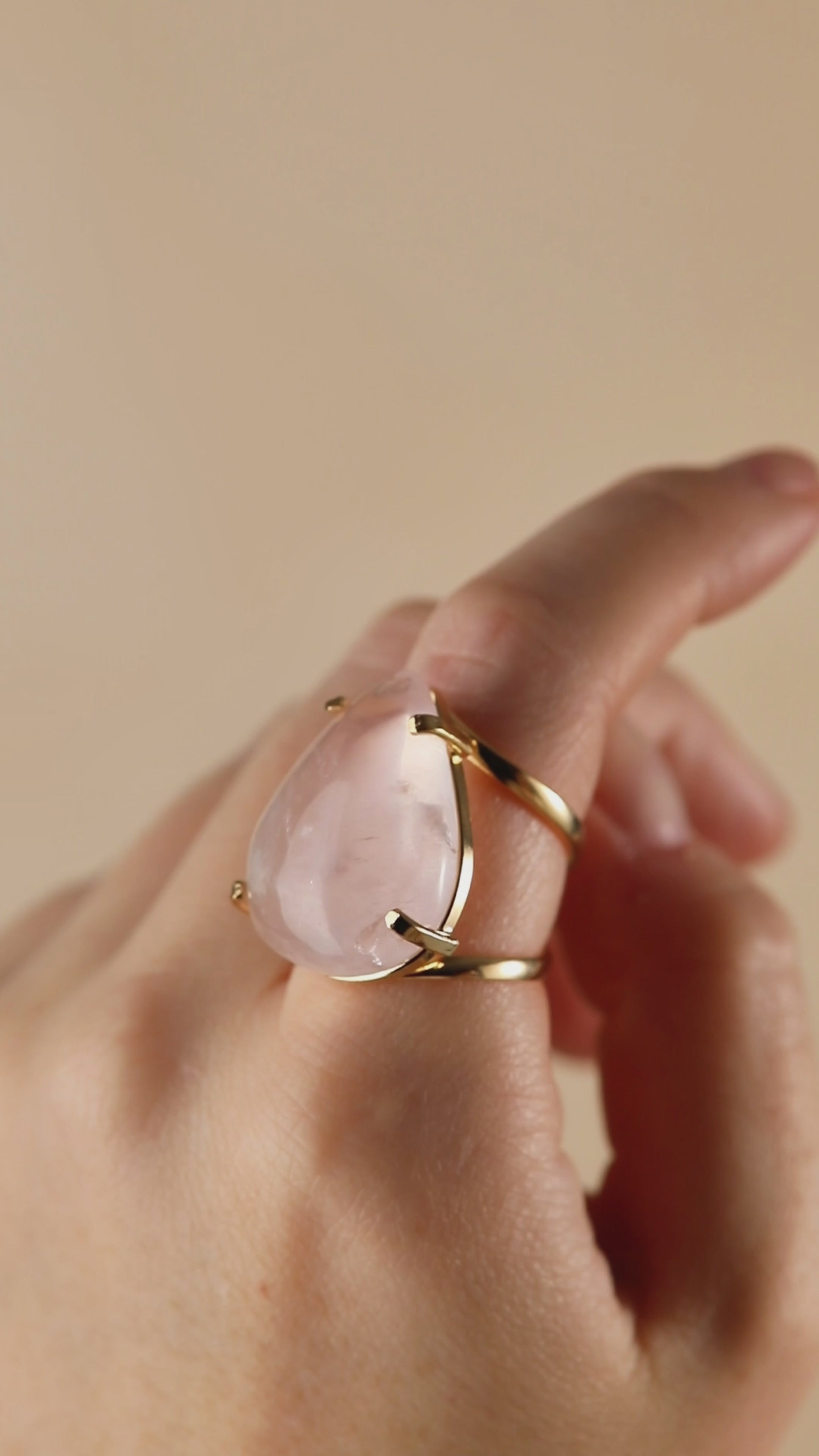 Rose Quartz Crystal Ring
