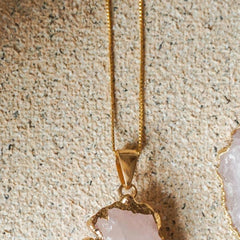 Raw Rose Quartz Pendant - Jerne by Jodie