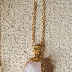 Raw Rose Quartz Pendant - Jerne by Jodie